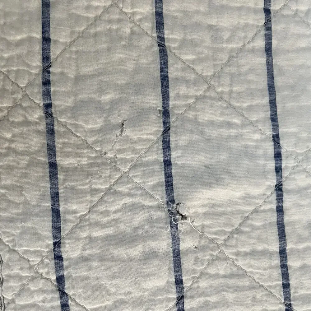 Tommy Hilfiger White Striped Cotton Quilt Blanket 58